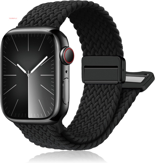 Magnetic Braided Stretchy Loop - Compatible with Apple Watch Band 42Mm 46Mm 40Mm 41Mm 44Mm 45Mm 38Mm Ultra/2 49Mm Women Men,Elastic Woven Fabric Nylon Strap for Iwatch Ultra Series 10 9 8 7 6 5 4 3 SE