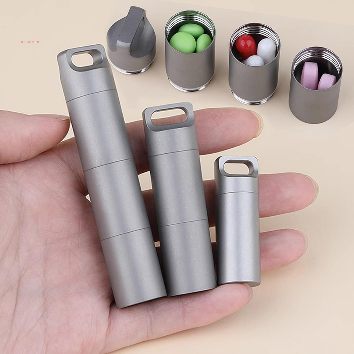 Small Keychain Pill Holder,304 Stainless Steel Portable Pill Case Organizer for Travel,Waterproof Pocket Pill Container Medicine Box for Purse Men (Medium Portable Pill Case)