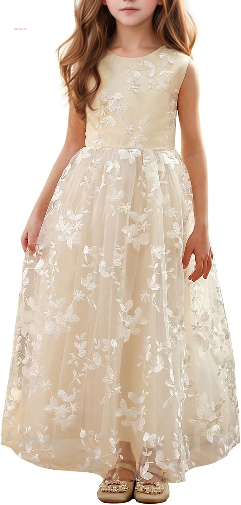 A Line Wedding Pageant Lace Flower Girl Dress with Belt 2-12 Year Old