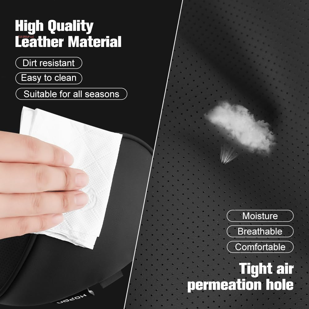 Headrest Pillow for Tesla Model 3 Model Y with Adjustable Strap,Tesla Neck Pillow with Leather,For Head,Neck,Shoulders,Multipurpose,Tesla Accessories 2 Pack (Black)