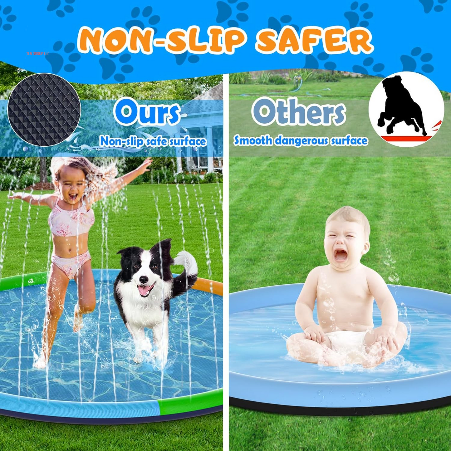 Large Splash Pad, Sprinkler for Dogs and Kids, 0.5Mm Thickened Durable and Foldable Large Pool, Colorful Summer Outdoor Water Play Mat Toys for Toddlers and Dogs (13 FT/157 In)