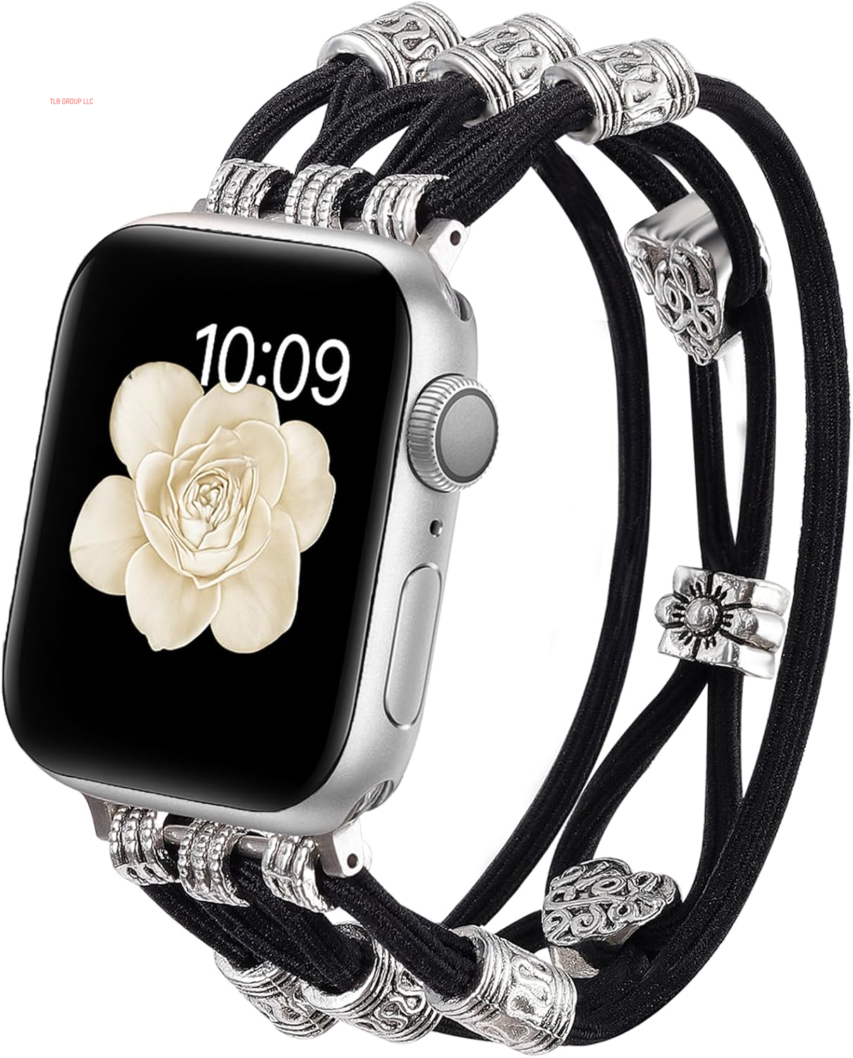 Beaded Bracelet Compatible with Apple Watch Band 38Mm 40Mm 41Mm 42Mm (S10) Women, Boho Braided Solo Loop Nylon Strap Dressy Band Cute Fancy Charms Replacement for Iwatch Series 10/9/8/SE/7/6/5/4/3