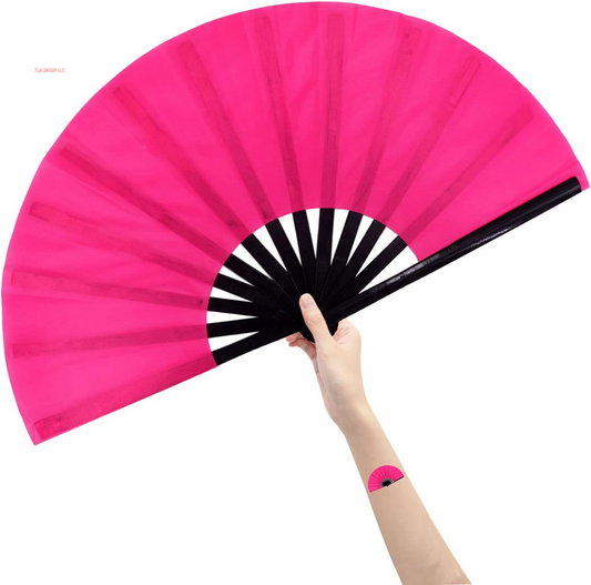 Large Rave Fan Folding Hand Popping Fans for Line Dancing, Big Clacking Fans Clap Fan for Boots on the Ground Dance,Party,Decoration,Festival (Pink)