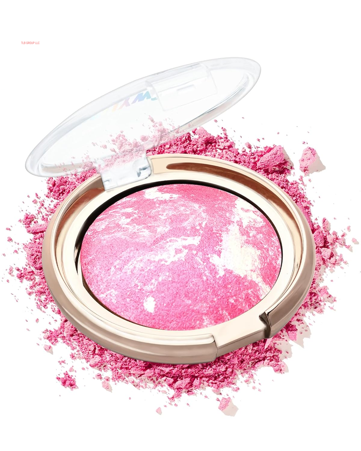 Baked Blush, Lighting Glow Marbleized Blush Powder Palette, Cruelty-Free Powder Blusher, Eyeshadow & Highlight for a Lightweight Shimmery Satin Face Makeup, Gift for Women (0.49Ounce)-01#Peachy