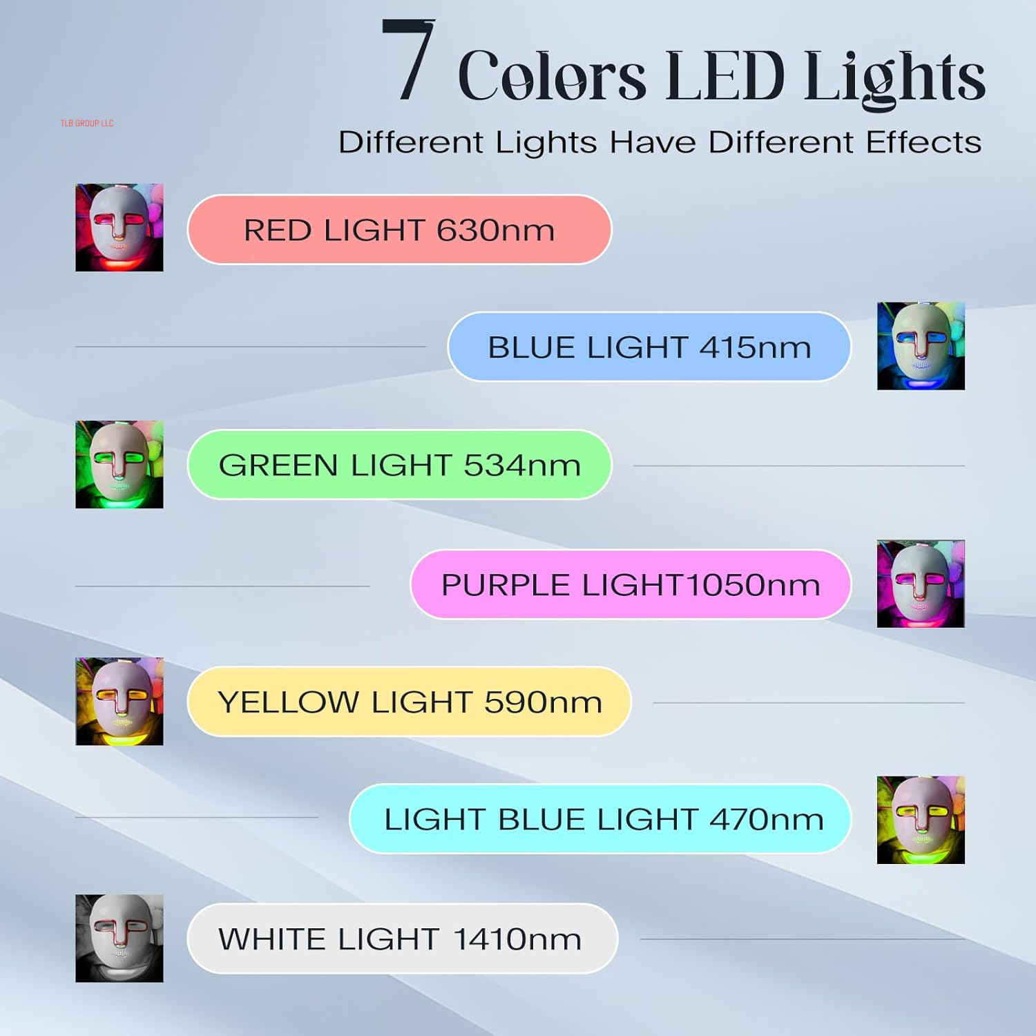 Led Face Mask Light Therapy, 7-1 Colors LED Facial Skin Care Mask, Red Light Therapy Mask for Face, White