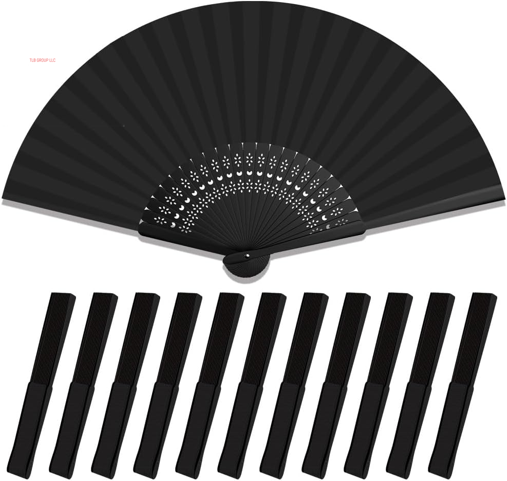 12 Pcs Decorative Hand Fan Foldable, 8.3 Inch Folding Fan Line Dancing Popping Paper Fans Chinese Fan with Thick Bamboo Frame for Wedding, Dancing, Party DIY Decoration (3 Shades of Blue)