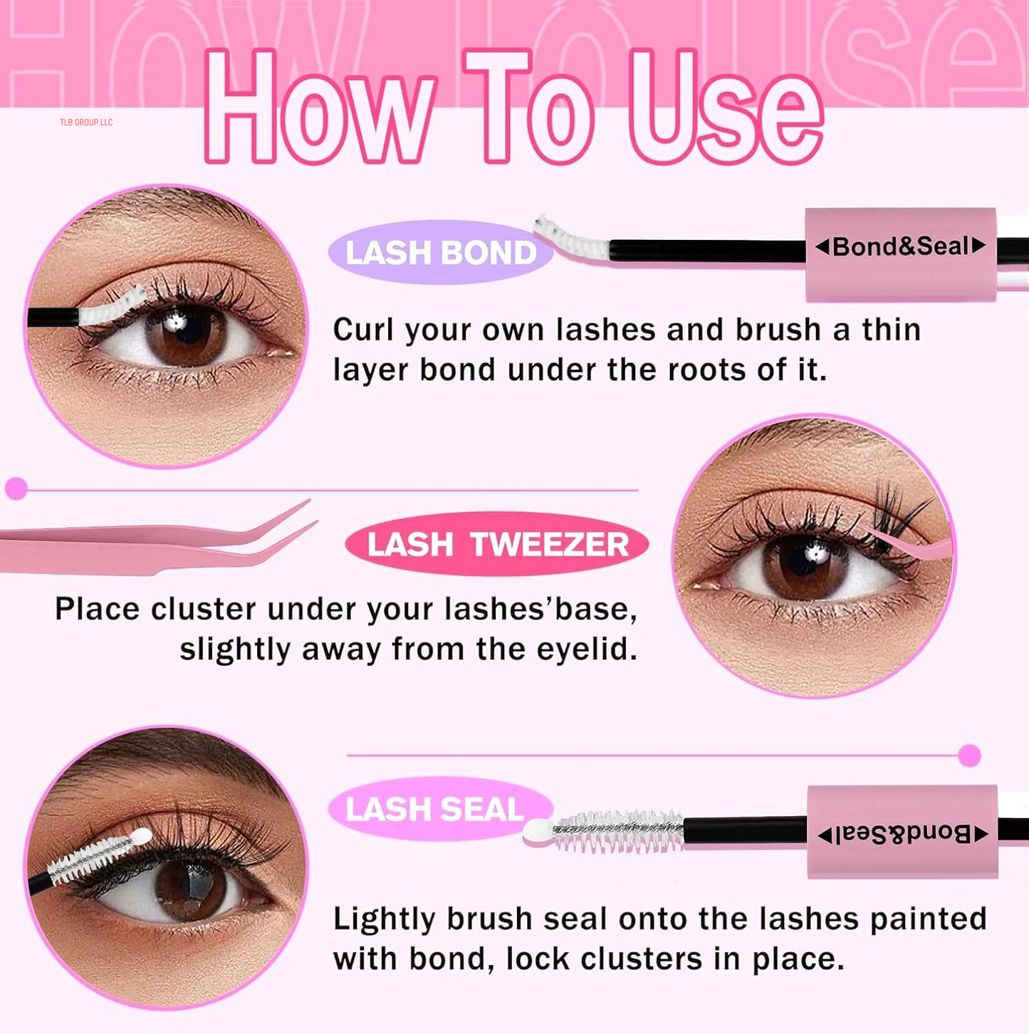 Lash Extension Kit Volume Lash Clusters 30D+40D+50D D Curl Individual Lashes Lash Clusters Kit Thick Eyelash Extension Kit 640 Pcs Thin Band Cluster Lashes Lash Bond and Seal Lash Tweezers