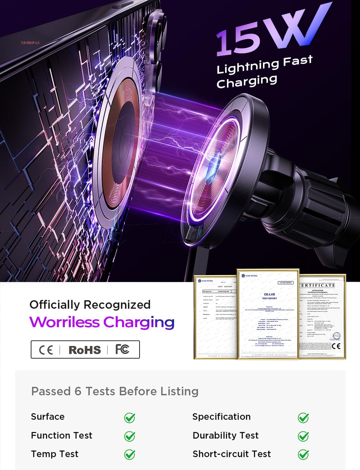 for 15W Magsafe Car Mount Charger,Iphone Magnetic Wireless Car Charger for Iphone 16 Pro Max Accessories,Car Phone Holder for Iphone 16E 15 14 13 12,Samsung with Magsafe Case,Gifts for Men Women