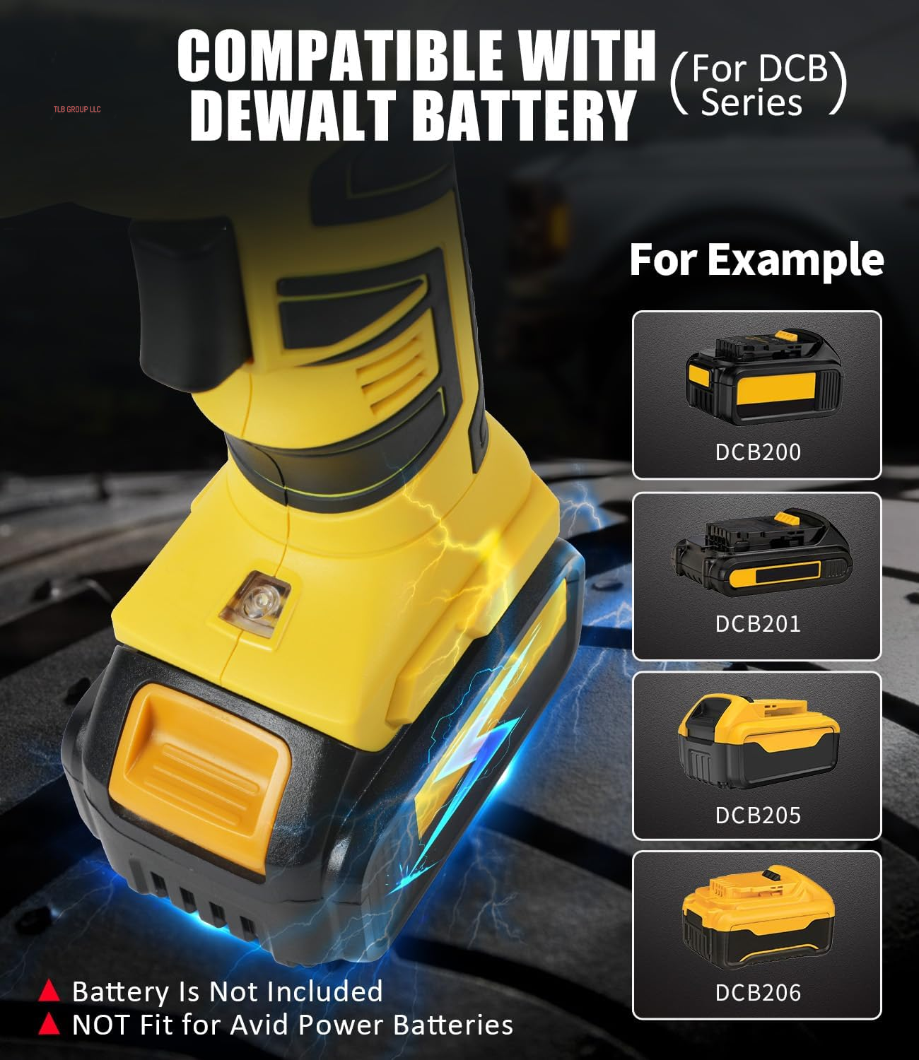 Cordless Tire Inflator (Battery Not Included), Compatible with Dewalt 20V Max Batteries of DCB Series, Not for  Batteries, Portable Air Compressor, Air Pump for Car