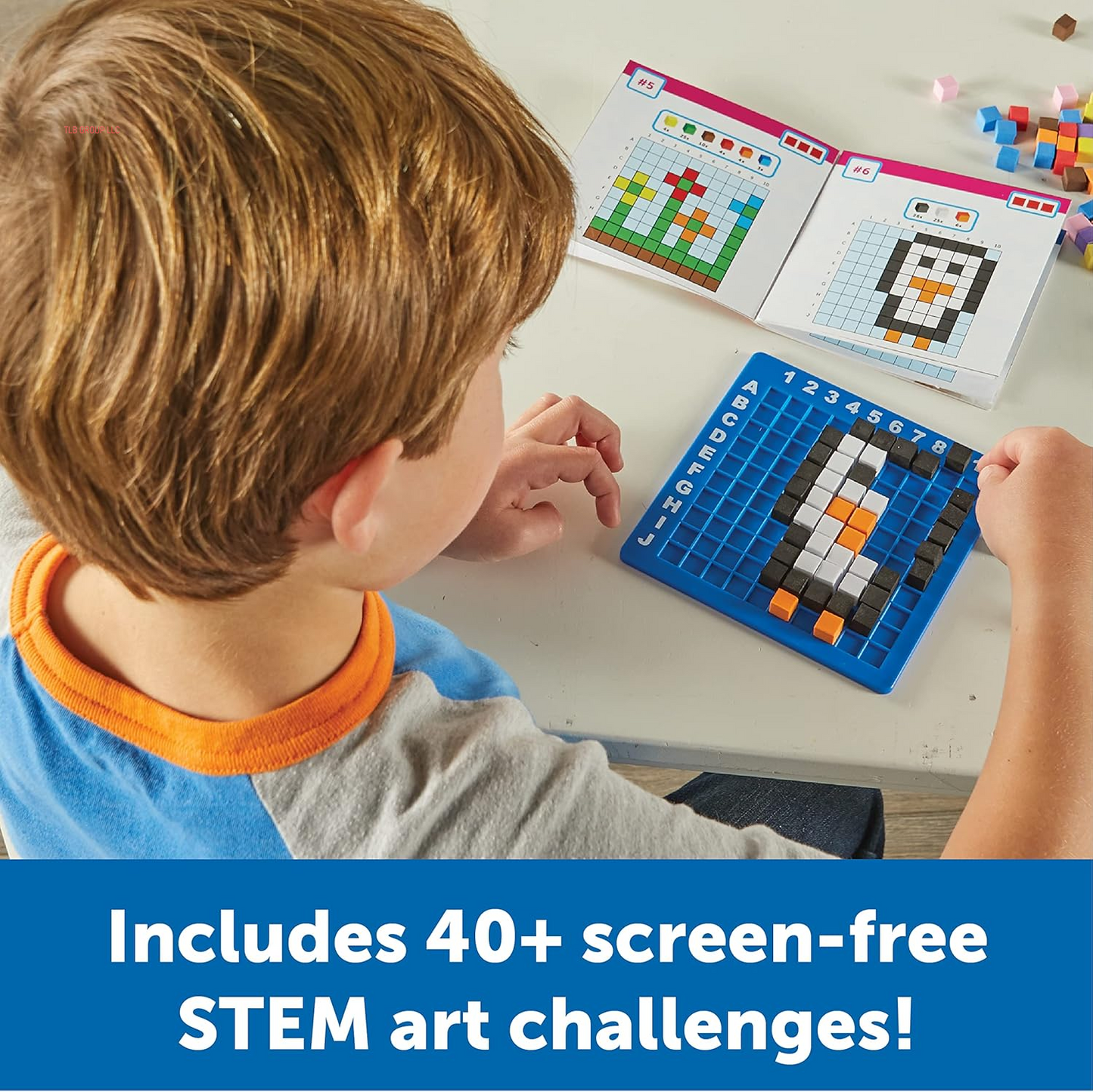 STEM Explorers Pixel Art Challenge - Math Puzzles, Pattern Blocks, Creativity for Kids Sensory Bin, Arts and Crafts, Math Manipulatives, Building Toys, Montessori