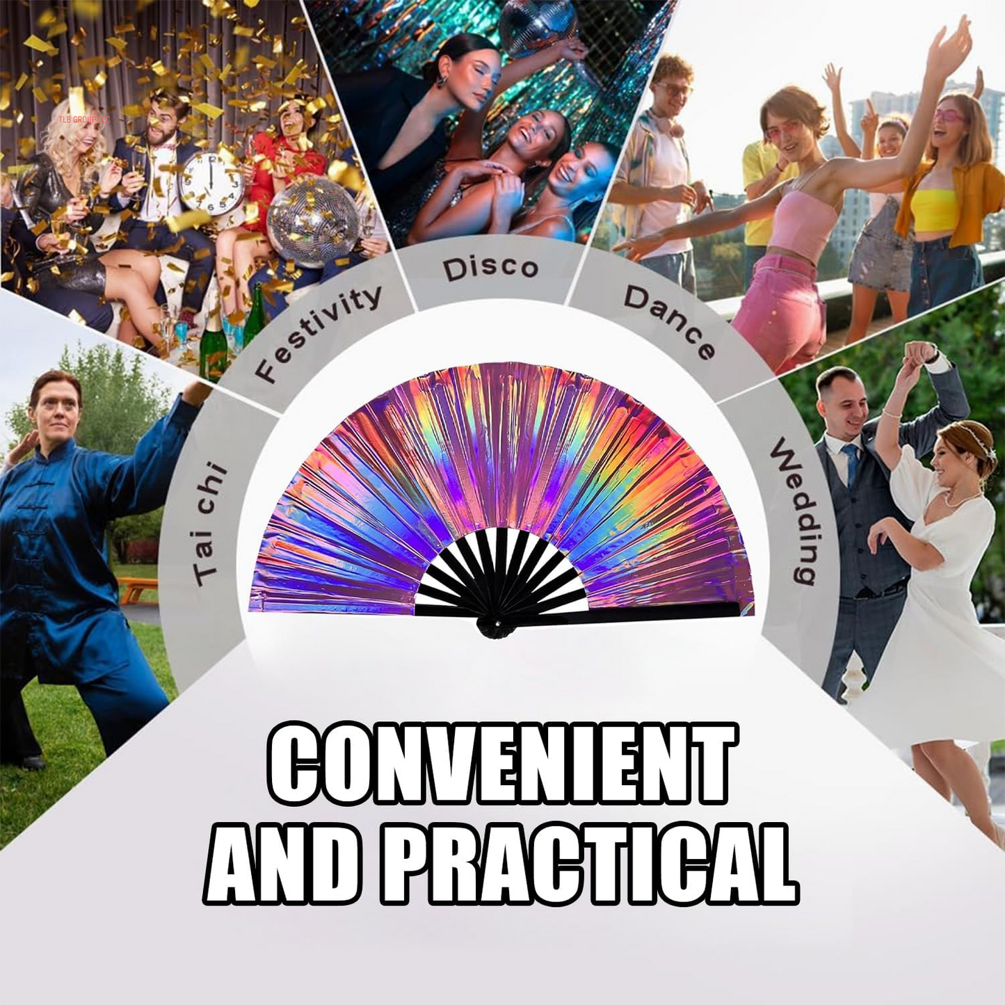 Boots on the Ground Fan,2025 New Large Holographic Folding Hands F an Line Dance Popping Fans,Boots on the Ground Hand Fan,Folding Hand Classic Style Fans Bamboo Ribs Hands Held Chinese (Black)