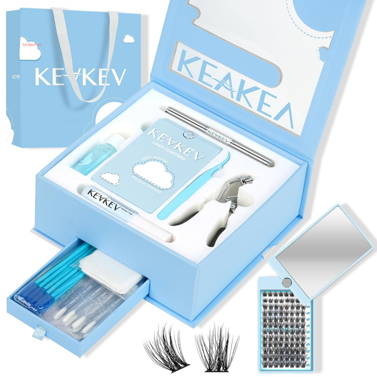 Lash Clusters Kit Lash Extension Kit D Curl Eyelash Extension Kit 280 Pcs Eyelash Clusters Kit Cluster Eyelash Extensions Individual Lashes Kit with Lash Bond and Seal Eyelash Tweezers