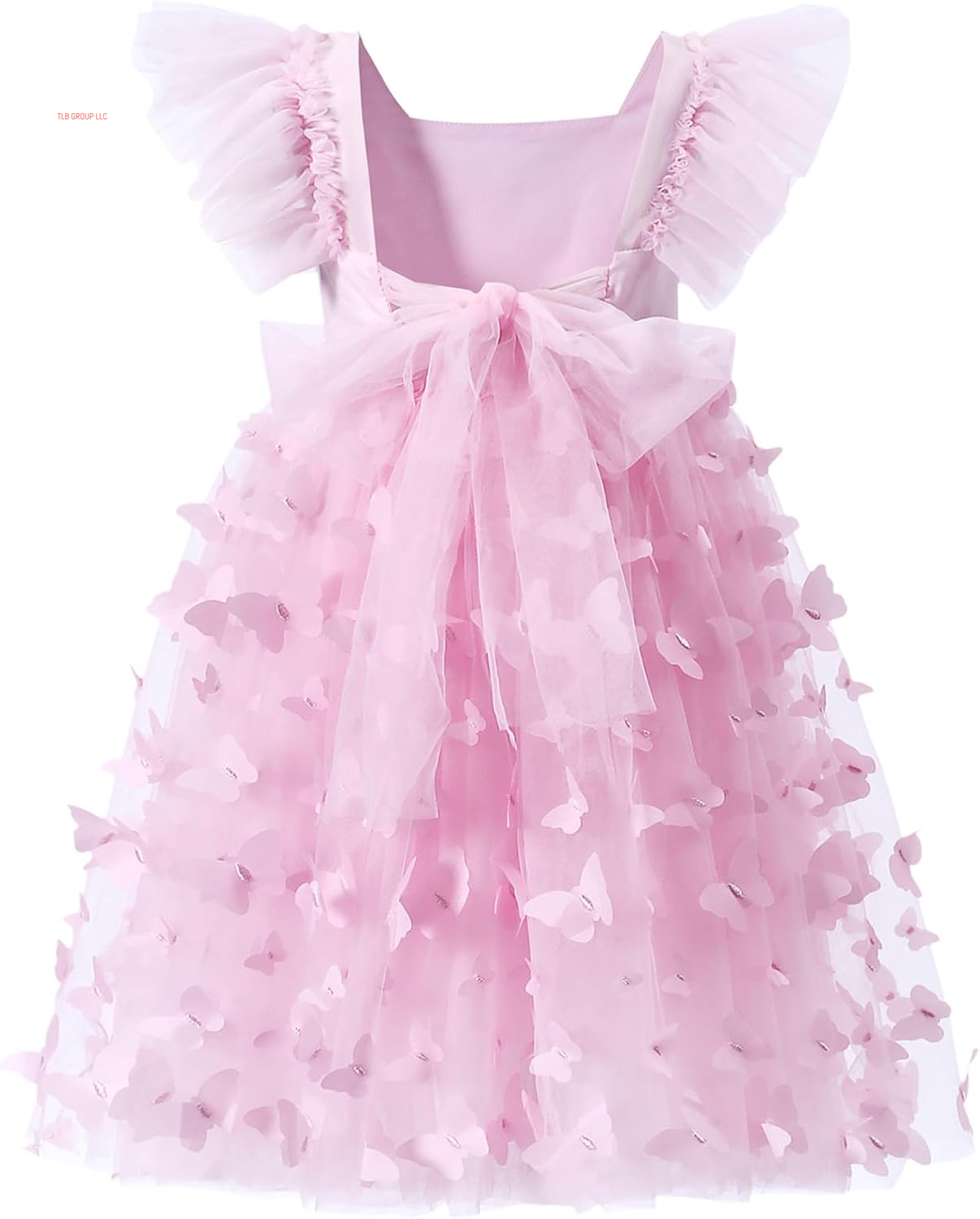 Toddler Girls Vintage Party Dress Ruffled Sleeve A-Line Tulle Flower Girl Dresses for Wedding,Birthday