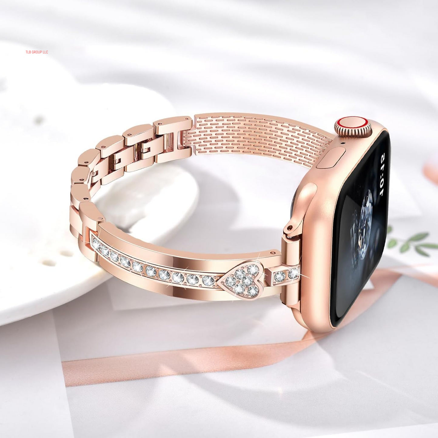 Bling Diamond Band Compatible with Apple Watch Bands Women 38Mm 40Mm 31Mm 42Mm 44Mm 45Mm 46Mm 49Mm Series 10 9 8 7 6 5 4 3 2 1 Se,Sparkle Love Heart Dressy Bracelet Metal Strap for Iwatch Band