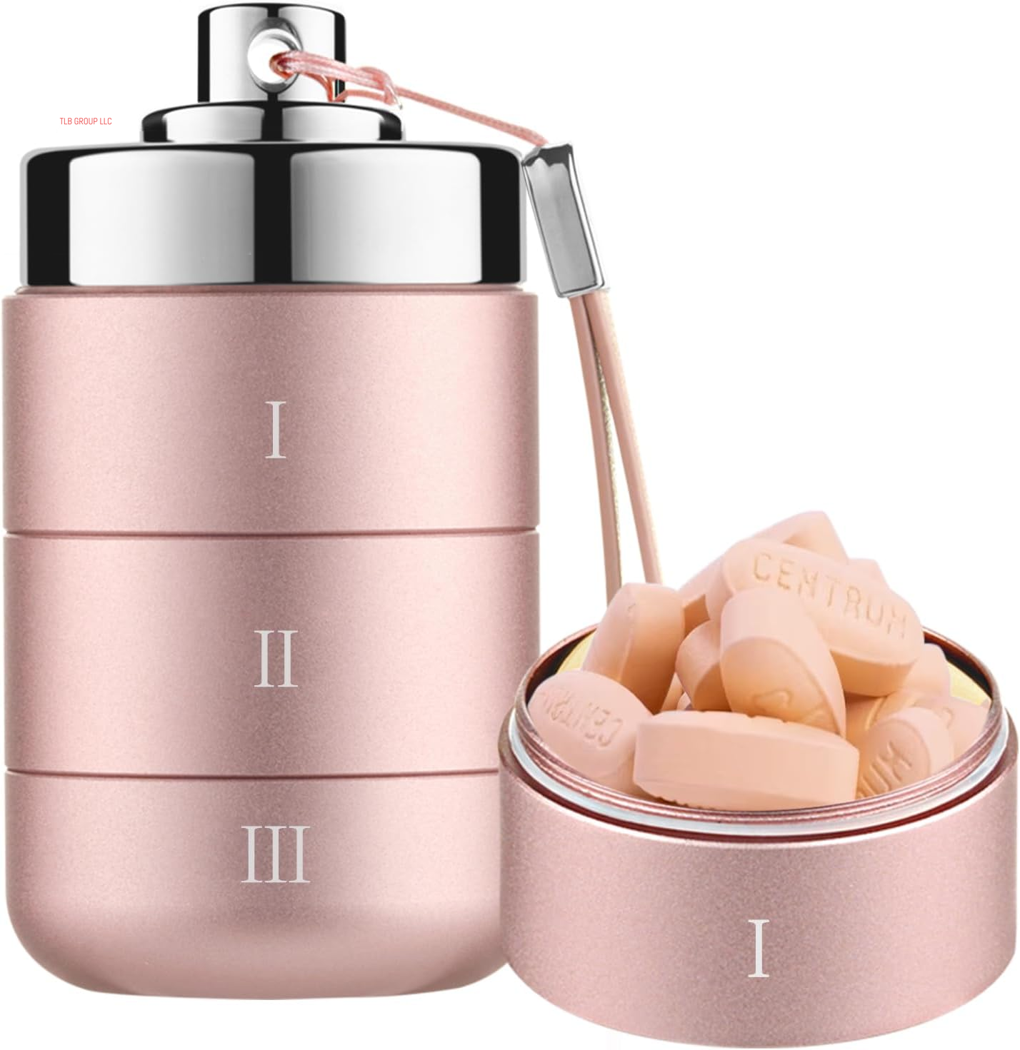 Metal Travel Pill Organizer, Portable 7 Day Vitamin Organizer Stackable, Waterproof 1 Times a Day Pill Box, Large Pill Container, Daily Medicine Organizer for Vitamin, Fish Oil, Supplement