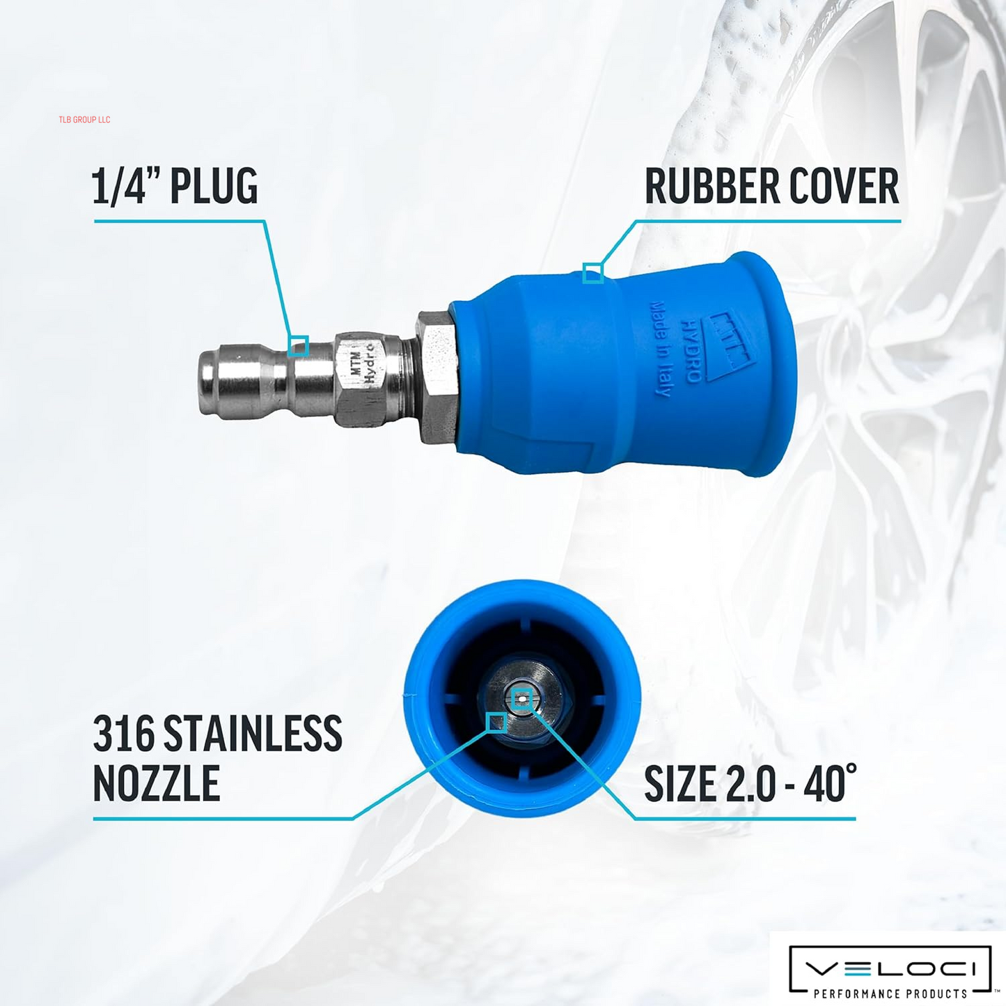 Acqualine Pressure Washer Nozzle Guard Holder Tips Protector with 1/4” Quick Coupler Plug, 40 Degrees 2.0 Commercial Grade