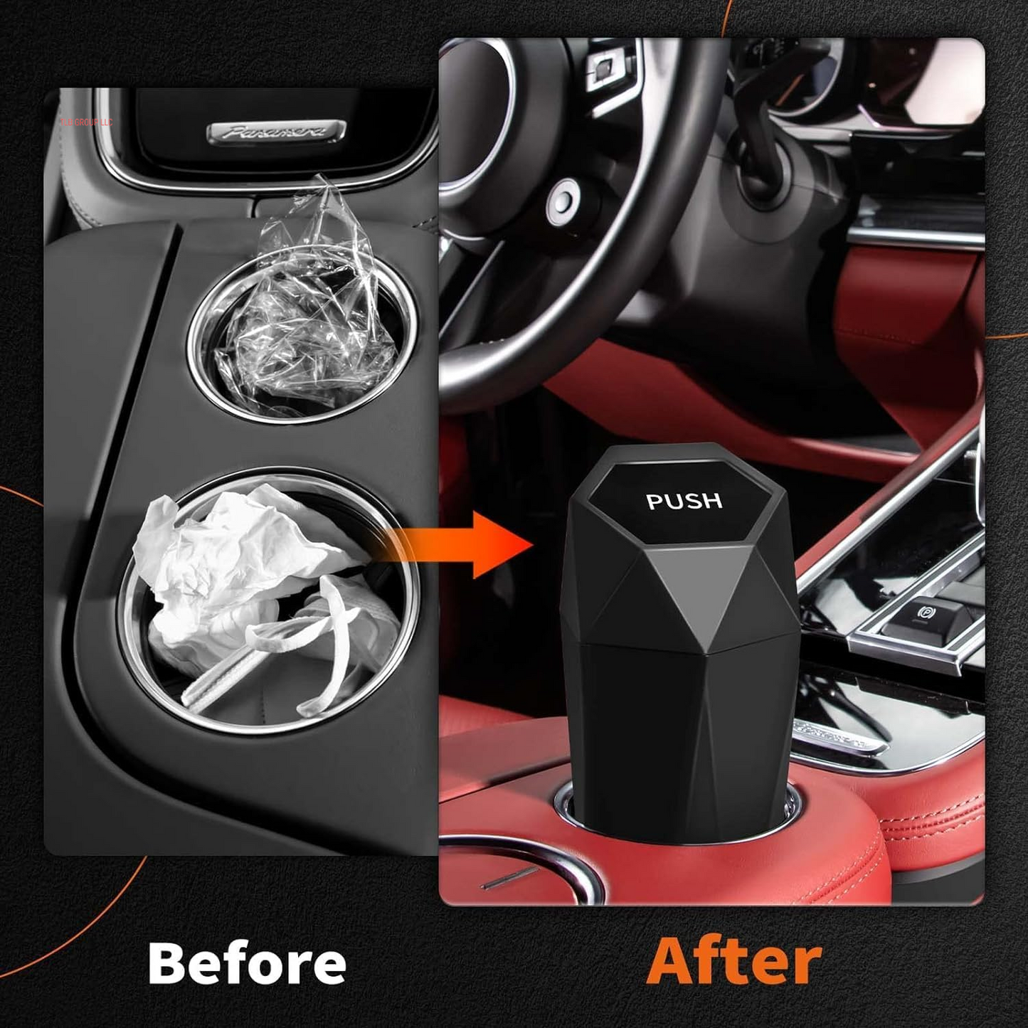 Car Trash Can with Lid - 2 Pack, Mini Essential Car Accessories for Interior, Leakproof Garbage Can with 30 Attached Trash Bags, Multipurpose Organizers and Storage for Car, Home, Office