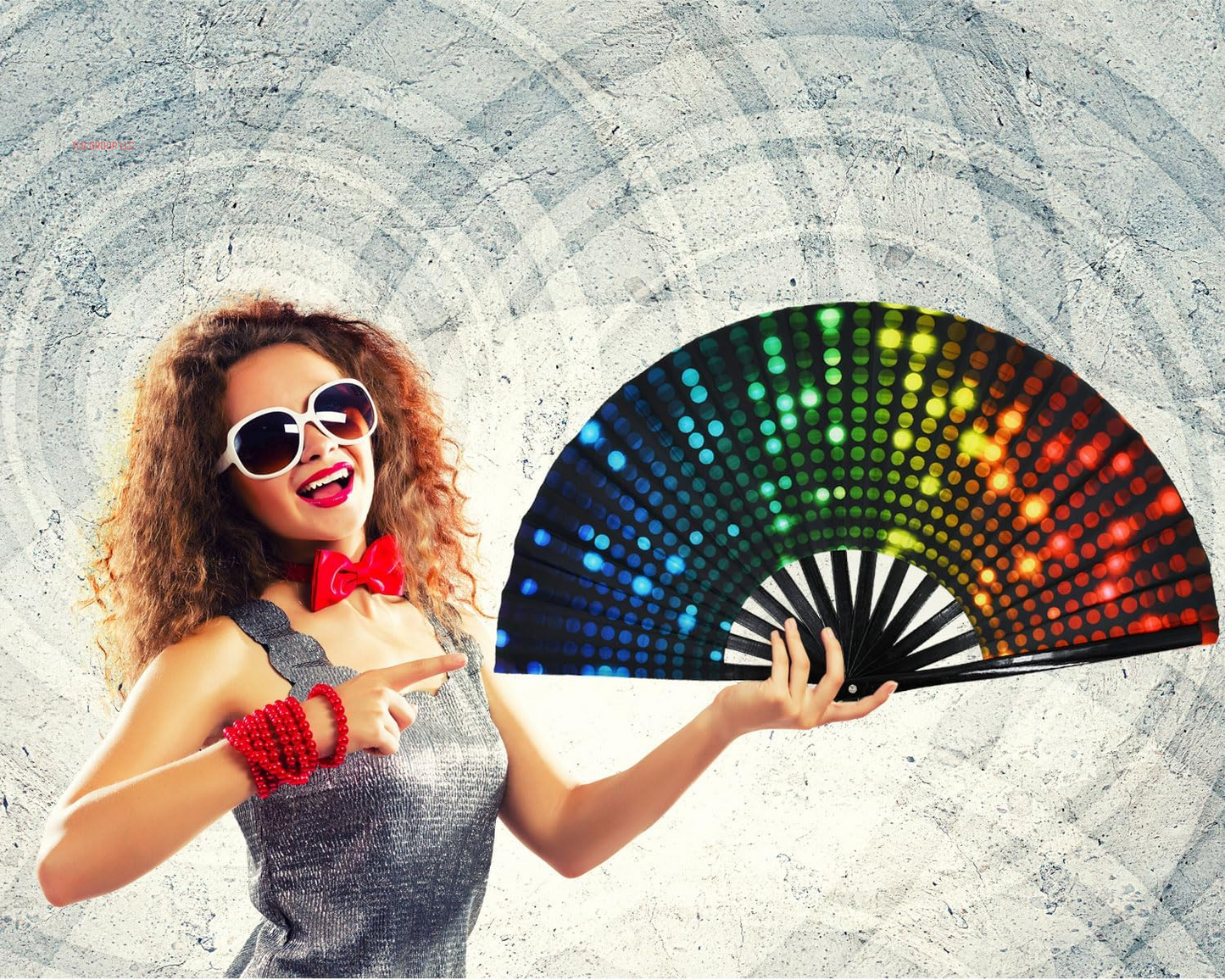 Large Rave Fan Folding Hand Fan Popping Fan for Line Dancing, Big Foldable Clacking Fans Clap Fans for Boots on the Ground Dance Festival, Dancing, Performance (DJ Lighting)
