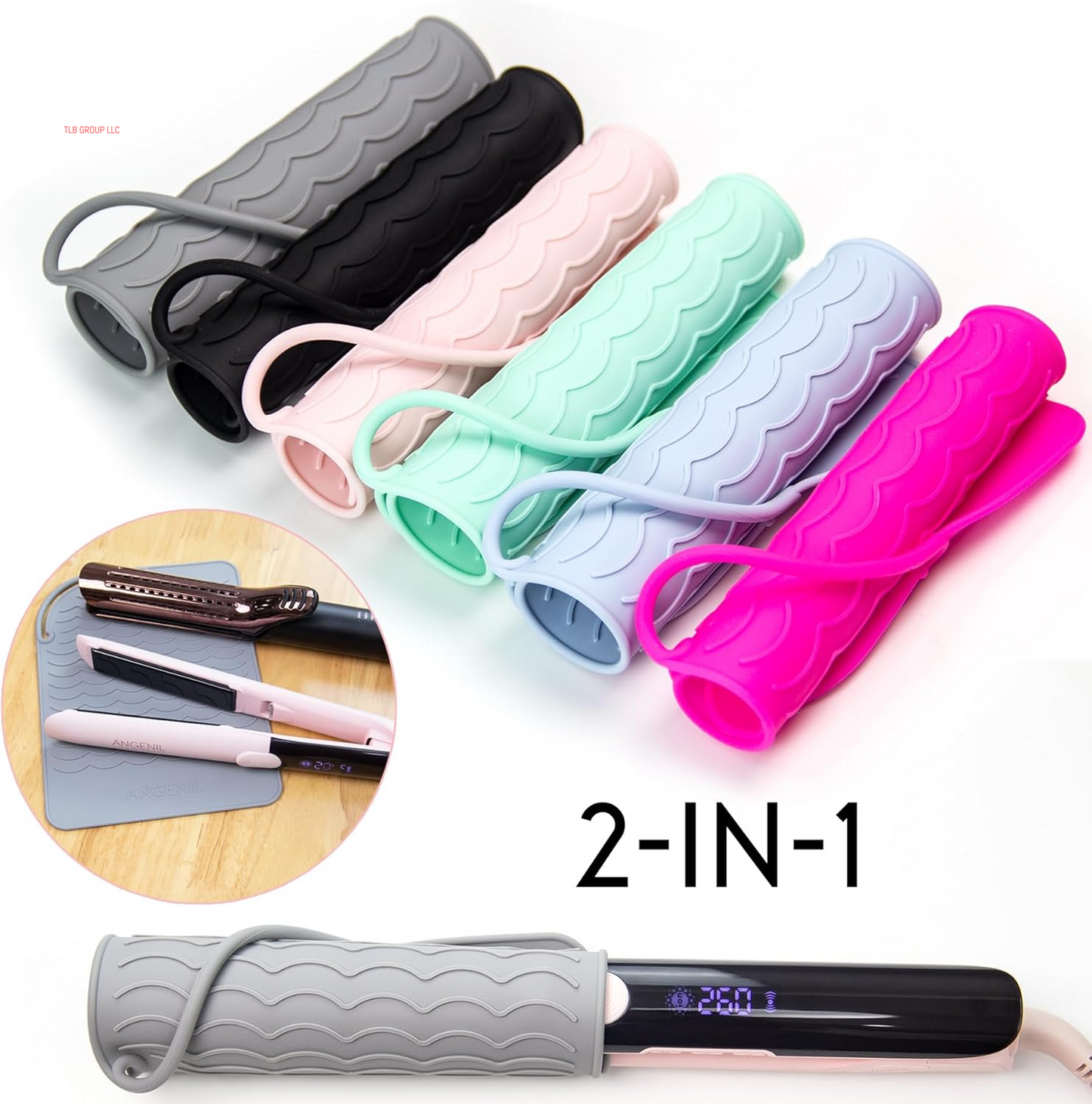 Flat Iron Silicone Mat and Travel Case for Hair Tools - Heat Resistant Mat, Straightener Pad, and Curling Iron Sleeve (9" X 6.5")