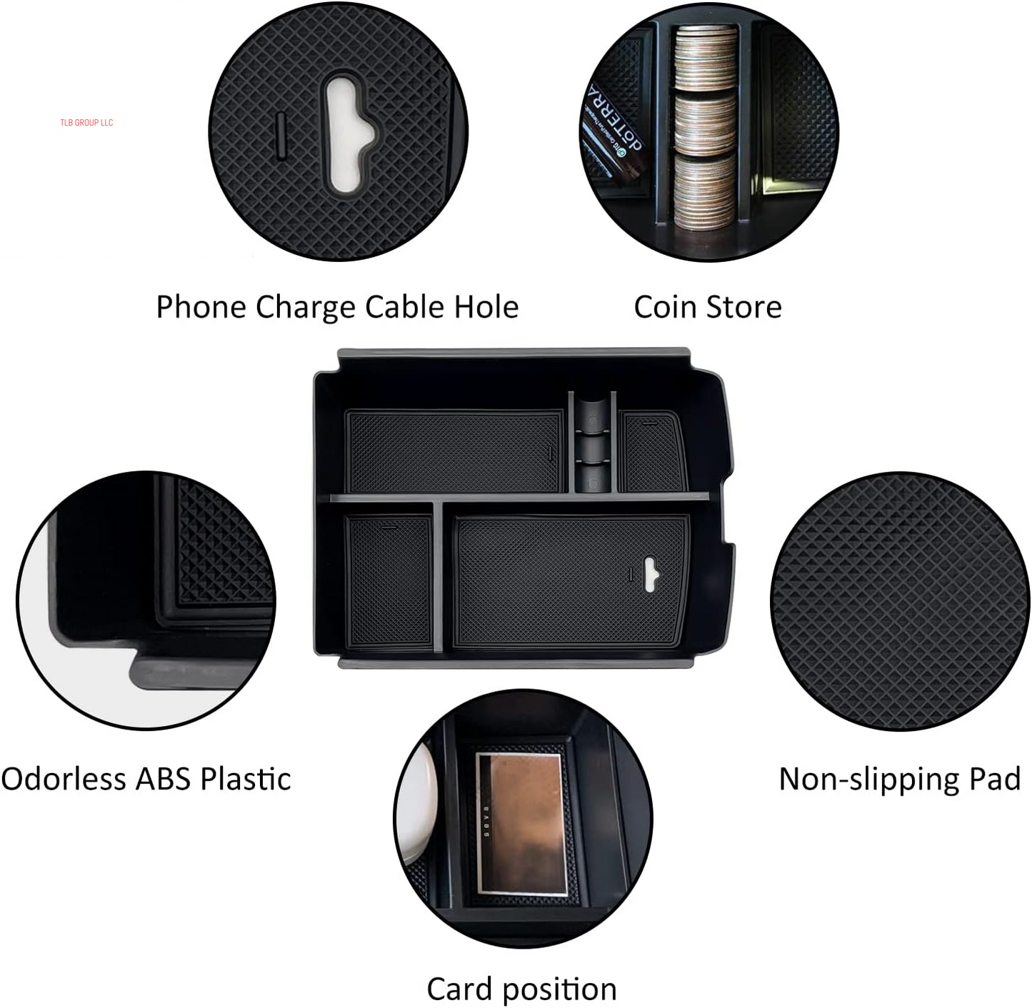 for VW Atlas and Cross Sport Accessories Center Console Organizer 2018 2019 2020 2021 2022 2023 Insert ABS Armrest Box Secondary Storage (Not Fit for 2024)