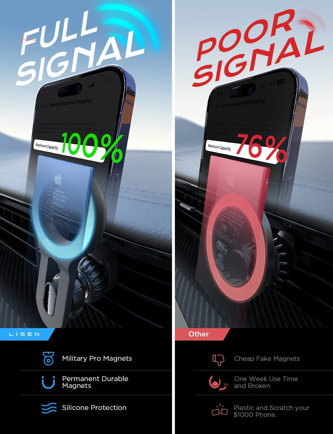 for Iphone 16 Magsafe Car Mount, [Quick Install] Magnetic Car Phone Holder Vent, Car Truck Accessories Gifts for Men Women Him Her, Fit for Iphone 16E 16 Pro/Pro Max 15 14 13 12 Samsung Pixel