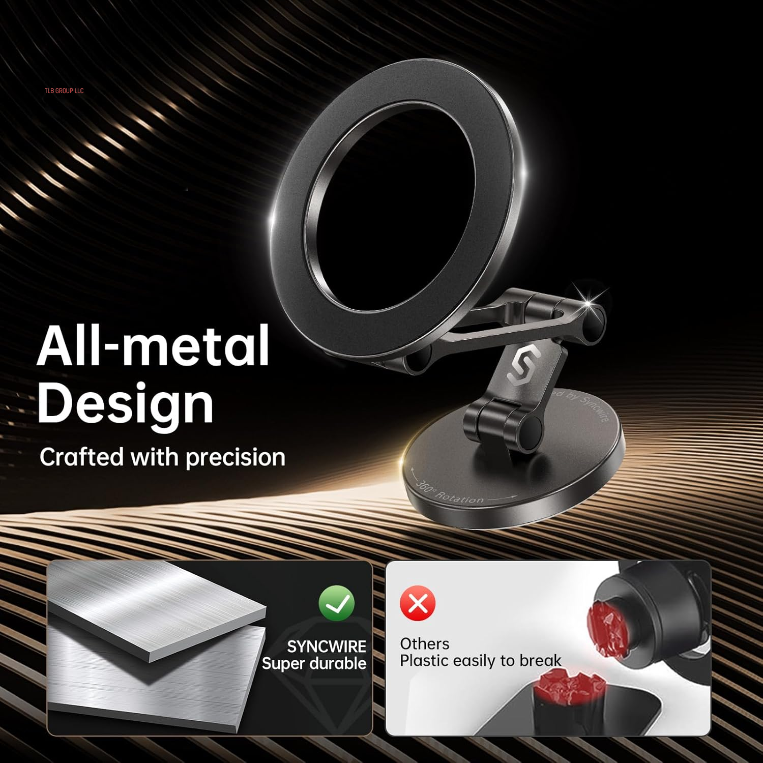 Fits Magsafe Car Mount for Car Dash&Tesla Screen[All-Metal] Magnetic Phone Holder, [Flexible Three-Axis]360° Rotation Car Mount Strong Magnets Car Phone Holder for Iphone 16 15 14 13 Pro Max