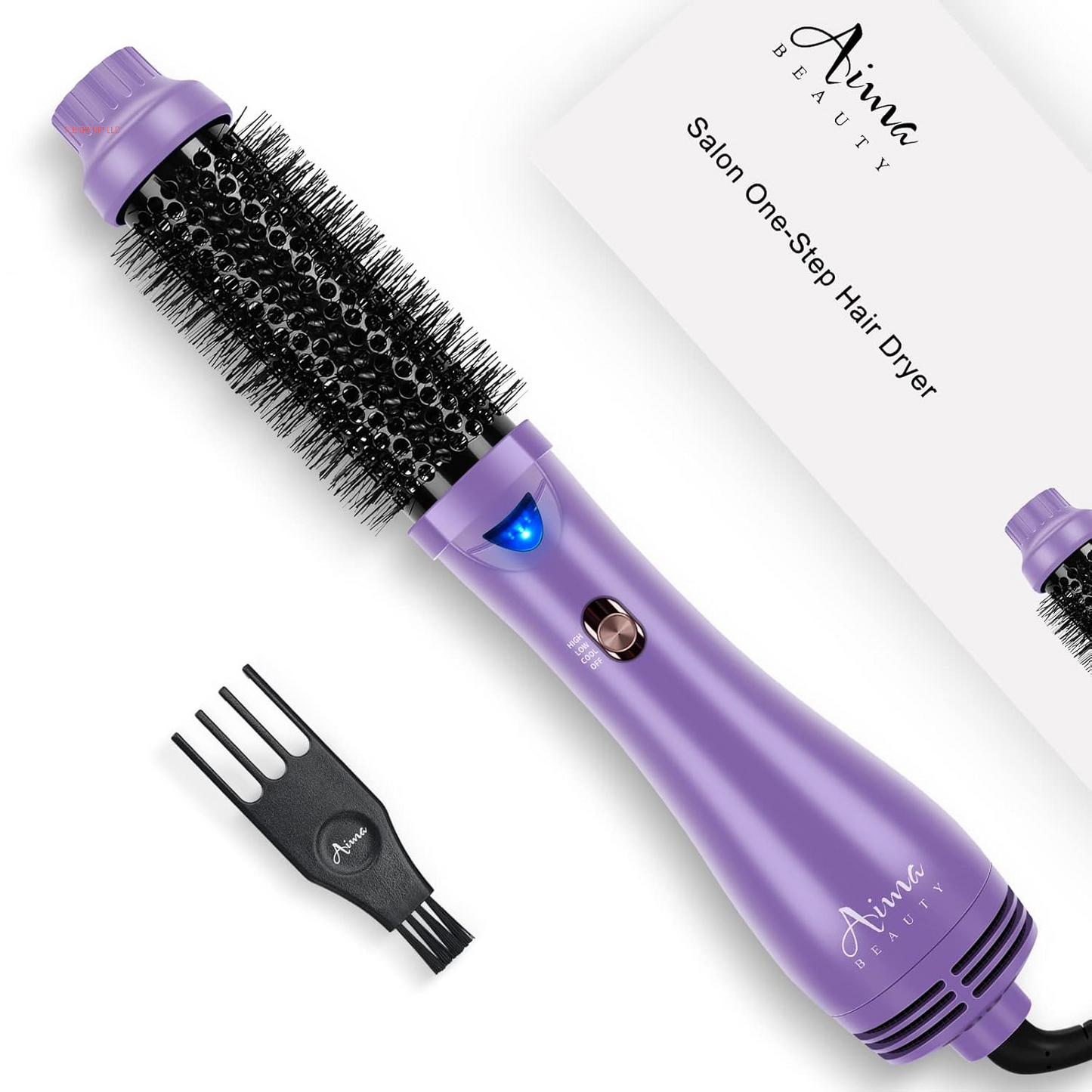 Hot Air Brush,  Salon One-Step Hair Dryer and Volumizer, 4-In-1 Hair Dryer Brush, Hair Styling Tools, Purple-Round