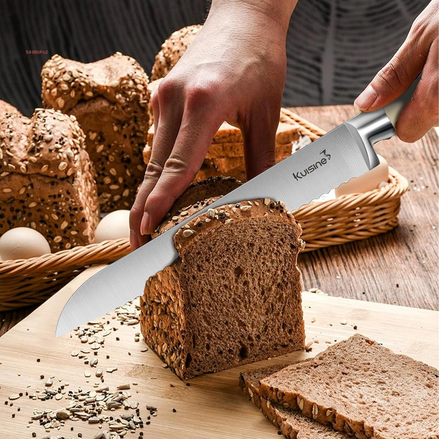 Chef Knife Set,High Carbon Stainless Steel Sharp Knife Set Ergonomic Handle,Kitchen Knife Block Set with Built-In Sharpener(Ivory Pro,15Pcs)