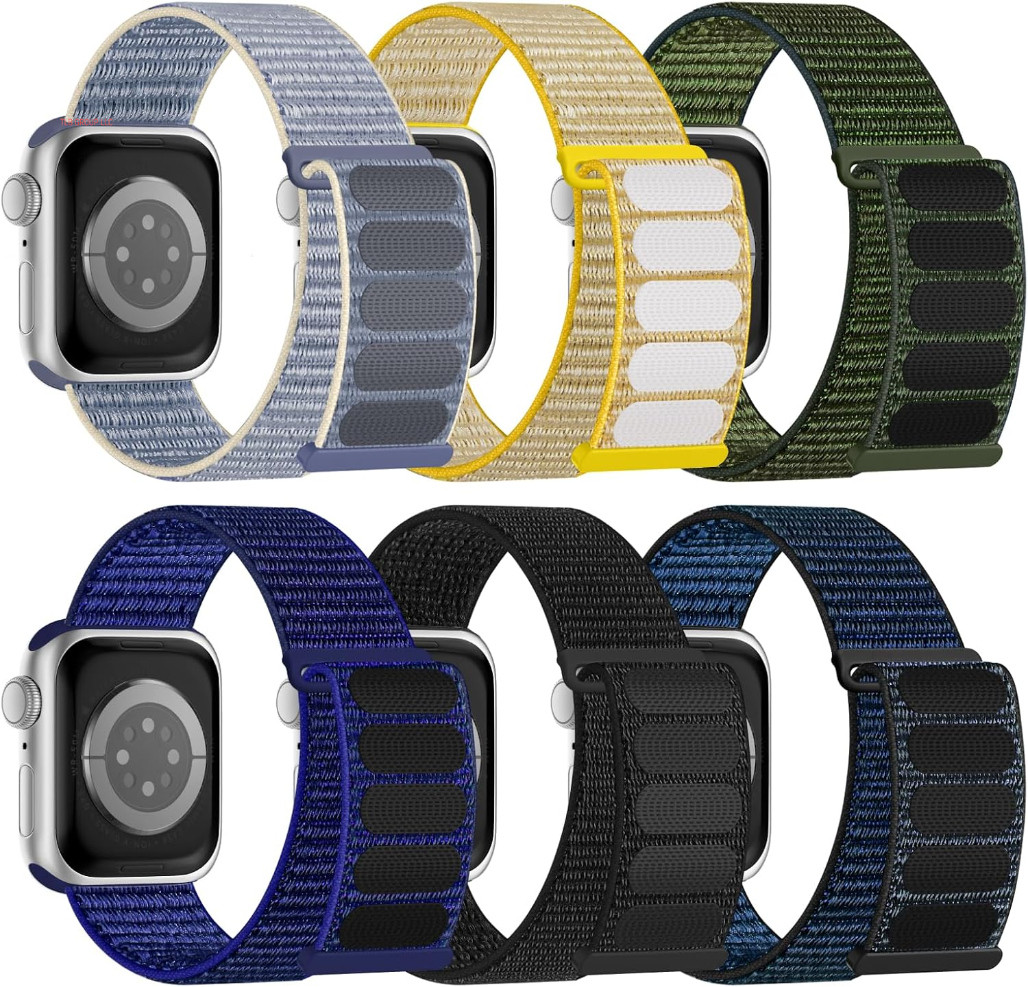 6 Pack Sport Nylon Loop Band Compatible with Apple Watch Bands 38Mm 40Mm 41Mm 42Mm 44Mm 45Mm 46Mm 49Mm for Women Men, Adjustable Breathable Braided Straps for Iwatch Series 10/9/8/7/6/5/4/3/Se/Ultra