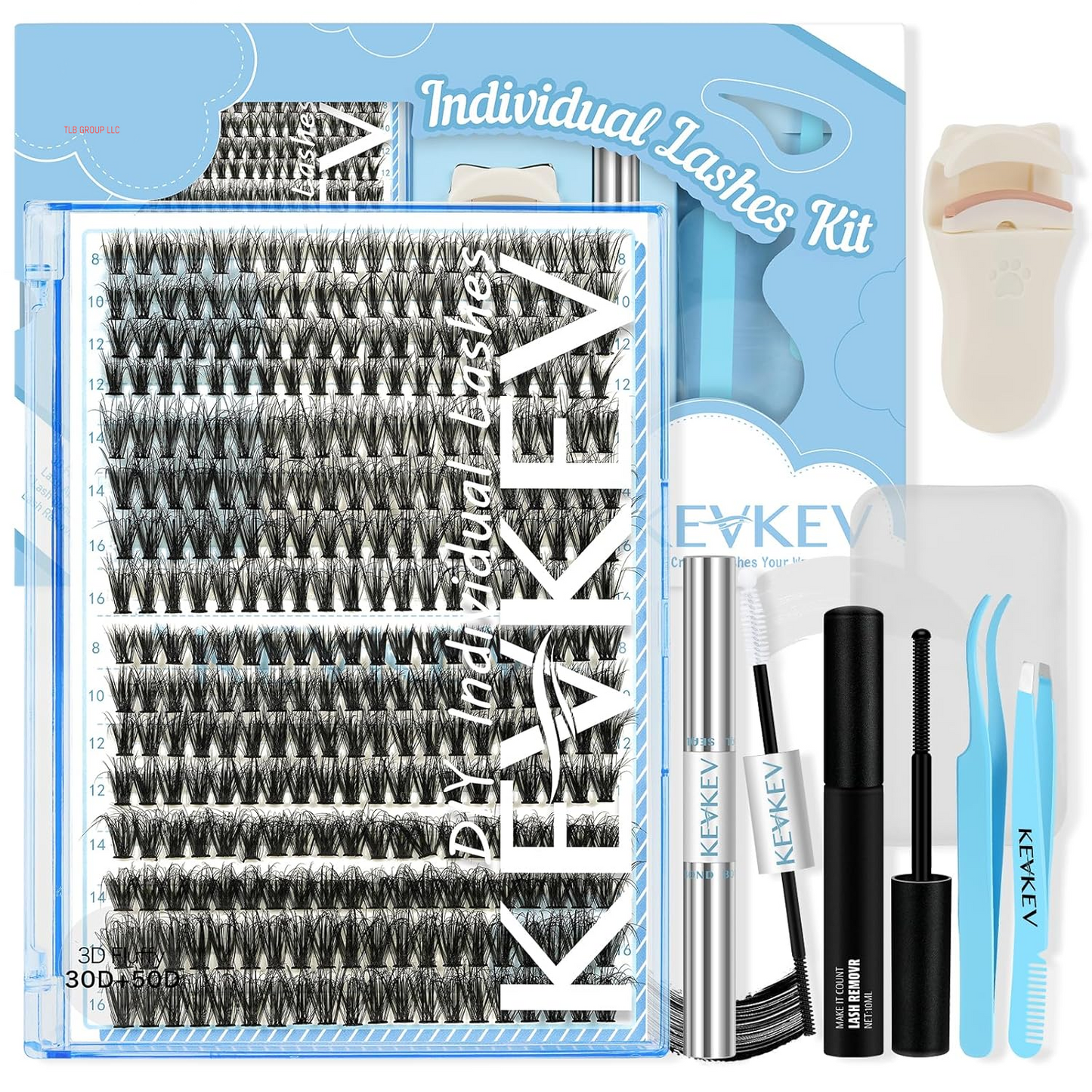 Lash Clusters Kit Lash Extension Kit D Curl Eyelash Extension Kit 280 Pcs Eyelash Clusters Kit Cluster Eyelash Extensions Individual Lashes Kit with Lash Bond and Seal Eyelash Tweezers