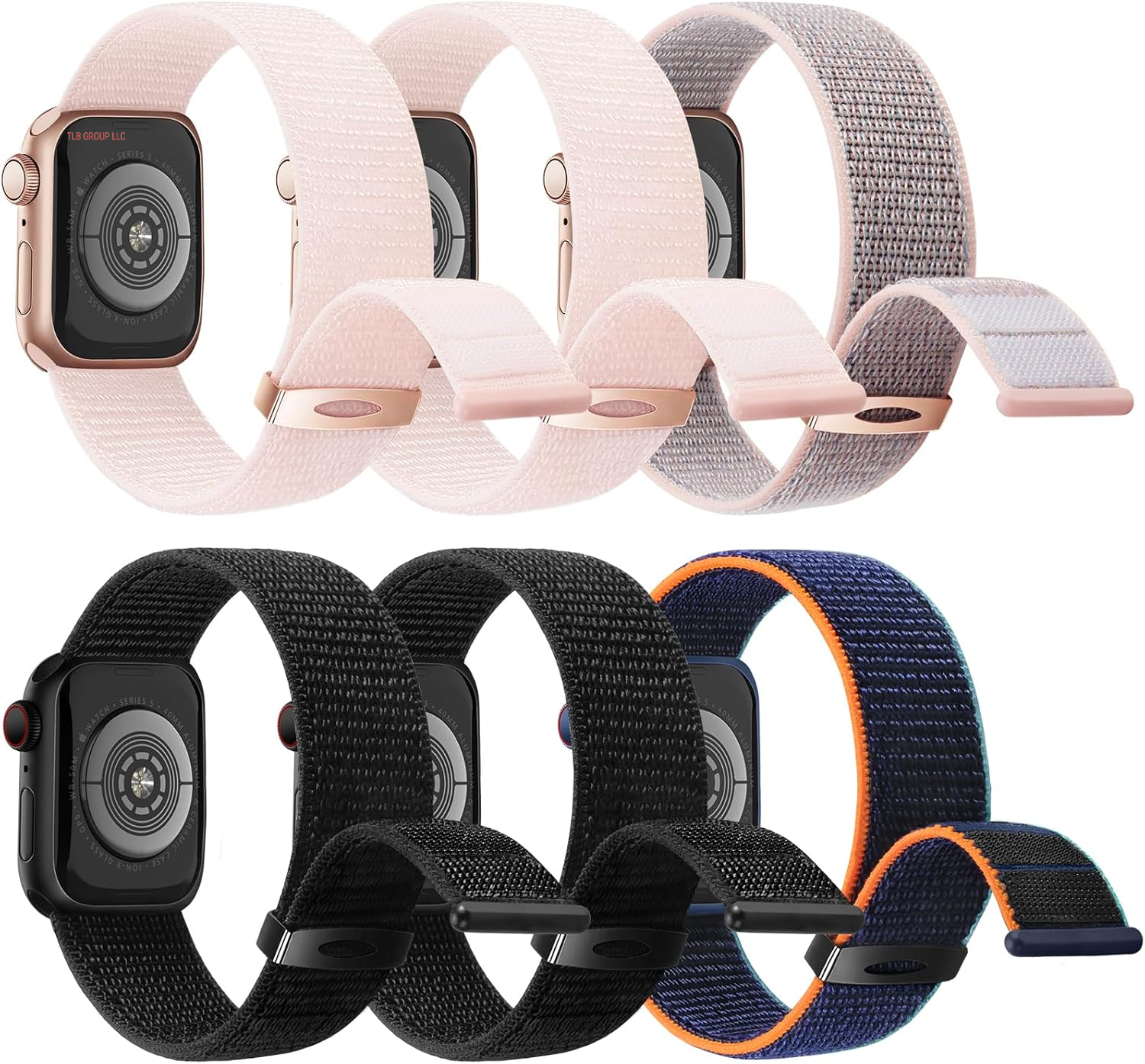 6 Pack Sport Nylon Loop Band Compatible with Apple Watch Bands 38Mm 40Mm 41Mm 42Mm 44Mm 45Mm 46Mm 49Mm for Women Men, Adjustable Breathable Braided Straps for Iwatch Series 10/9/8/7/6/5/4/3/Se/Ultra