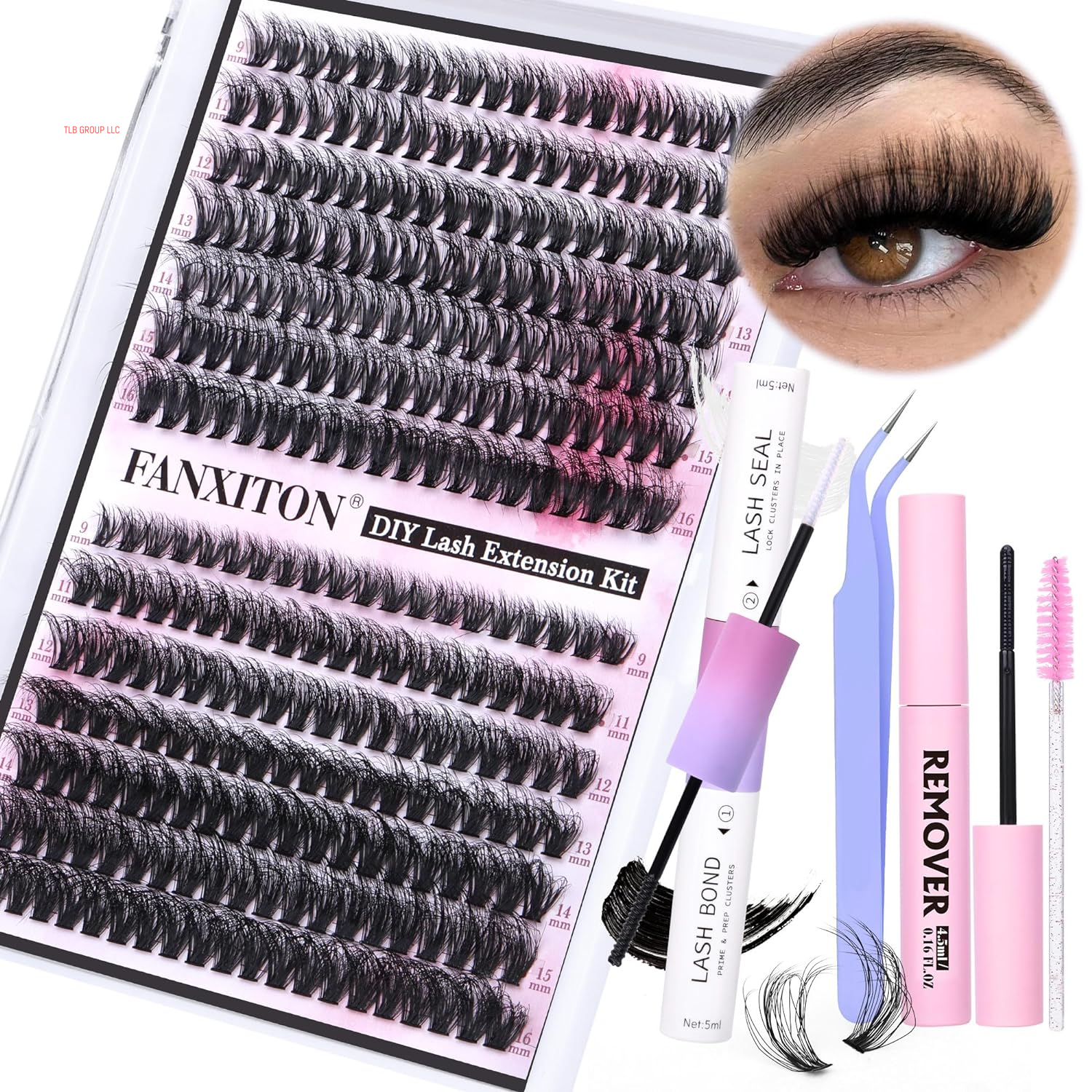 DIY Lash Extension Kit 40D+50D Volume Lash Clusters Kit with Lash Bond and Seal 280 Pcs Thick Individual Lashes 9-16 Mm D Mink Lashes Cluster, Lash Cluster Remover and Tweezers by