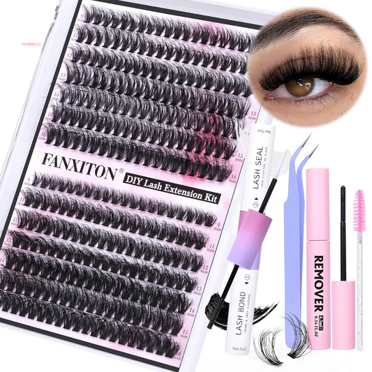 DIY Lash Extension Kit 40D+50D Volume Lash Clusters Kit with Lash Bond and Seal 280 Pcs Thick Individual Lashes 9-16 Mm D Mink Lashes Cluster, Lash Cluster Remover and Tweezers by