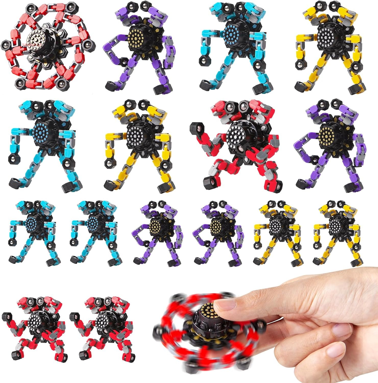 Transformable Fidget Spinners 4 Pcs for Kids and Adults Stress Relief Sensory Toys for Boys and Girls Fingertip Gyros for Party Favors Stocking Stuffers Bulk for Kids