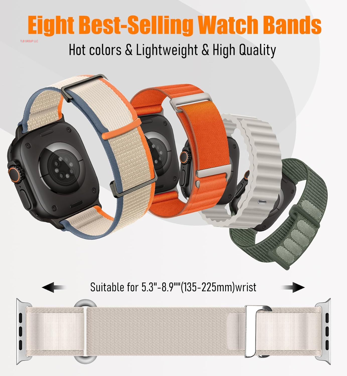 8 Pack Compatible with Apple Watch Ultra 2 Band 49Mm 46Mm 45Mm 44Mm 42Mm 41Mm 40Mm 38Mm Men Women,Breathable Trail Loop+Alpine Loop+Ocean+Sport Band for Ultra2/Ultra Iwatch Series 10/9/8/7/6/SE/5/4/3