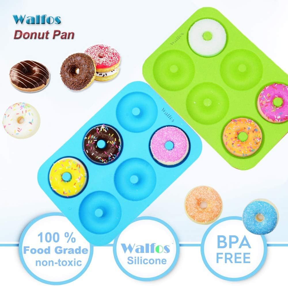 Silicone Donut Mold - Non-Stick Silicone Doughnut Pan Set, Just Pop Out! Heat Resistant, Make Perfect Donut Cake Biscuit Bagels, BPA FREE and Dishwasher Safe, Set of 3