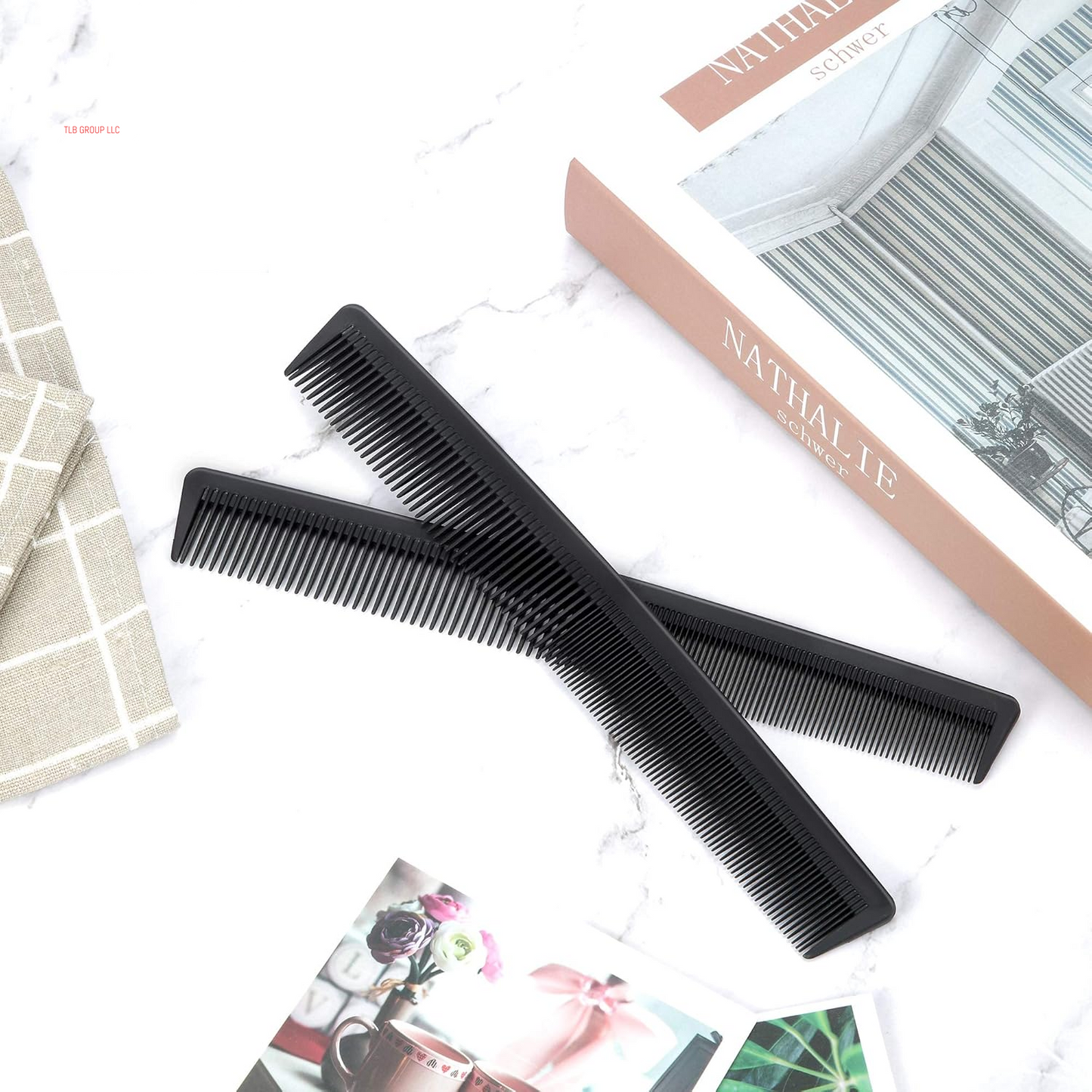 3 Pack Fine Tooth Hair Comb, Black Carbon Barber Fiber Cutting Comb, Heat Resistant Hair Tool for Salon Hairdressing Styling (Style G)
