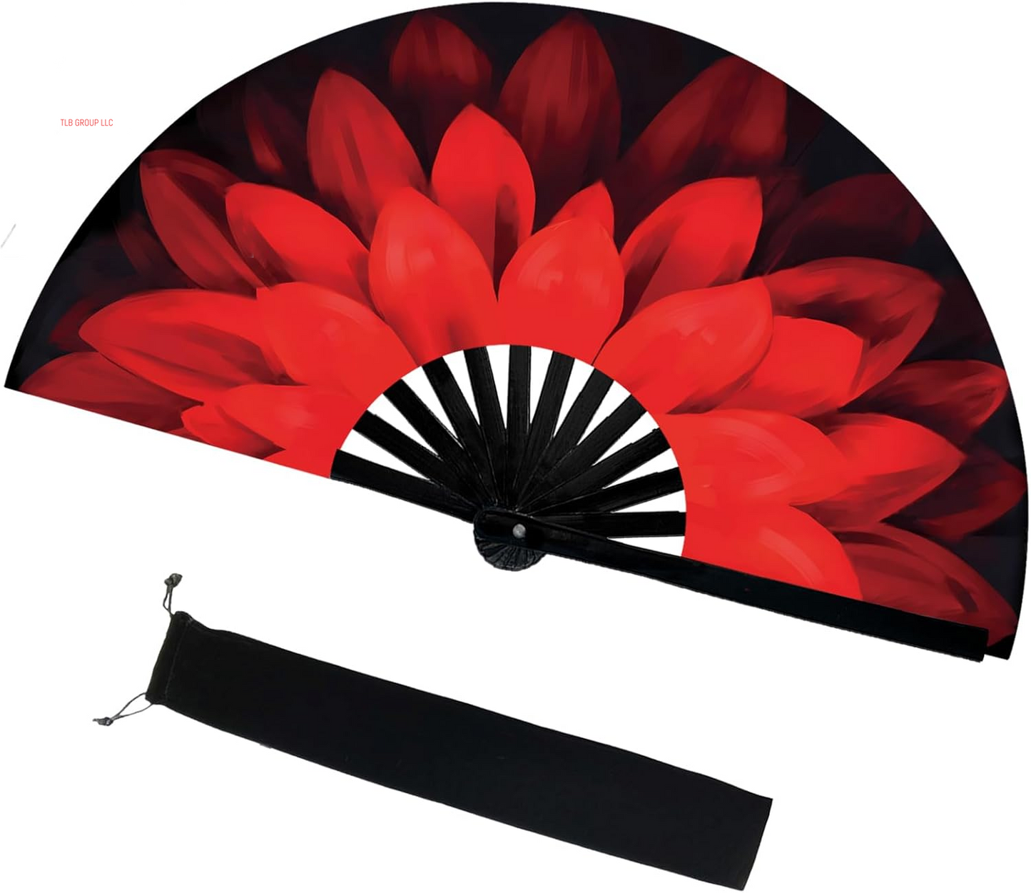 Folding Hand Fan Line Dance Popping Fan with Fan Bag，Folding Hand Fan Bamboo Ribs Hand Held Chinese for Music Festival,Club, Party, Dance，Disco, Neon, Glow Party Decorations (Multicolour, Petals)
