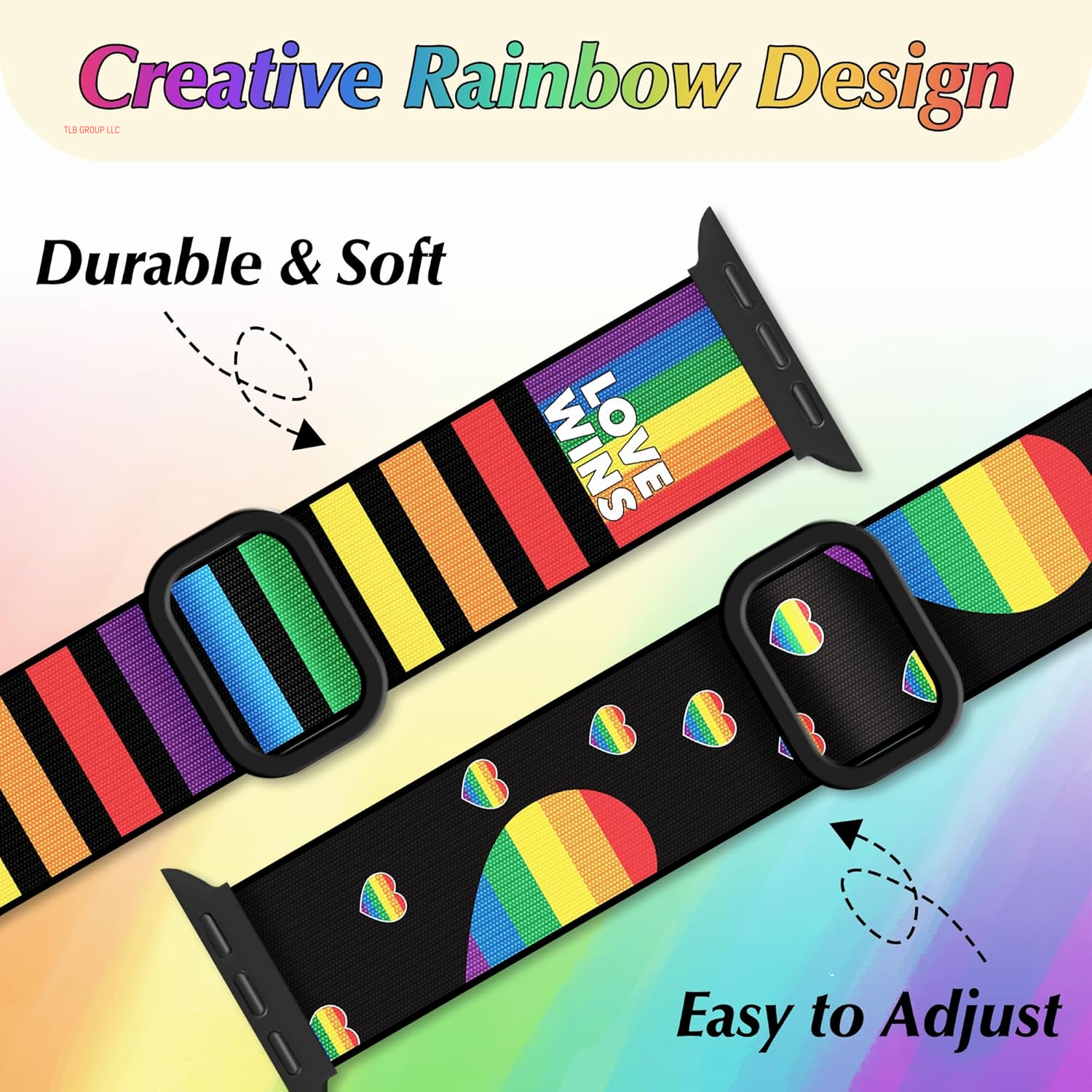 Rainbow Stripes Stretchy Band for Apple Watch Bands 42Mm(S10) 41Mm 40Mm 38Mm for Women Men Iwatch Bands SE Series 10 9 8 7 6 5 4 3, Elastic Nylon Dressy Cute Solo Loop for Apple Watch Band-B