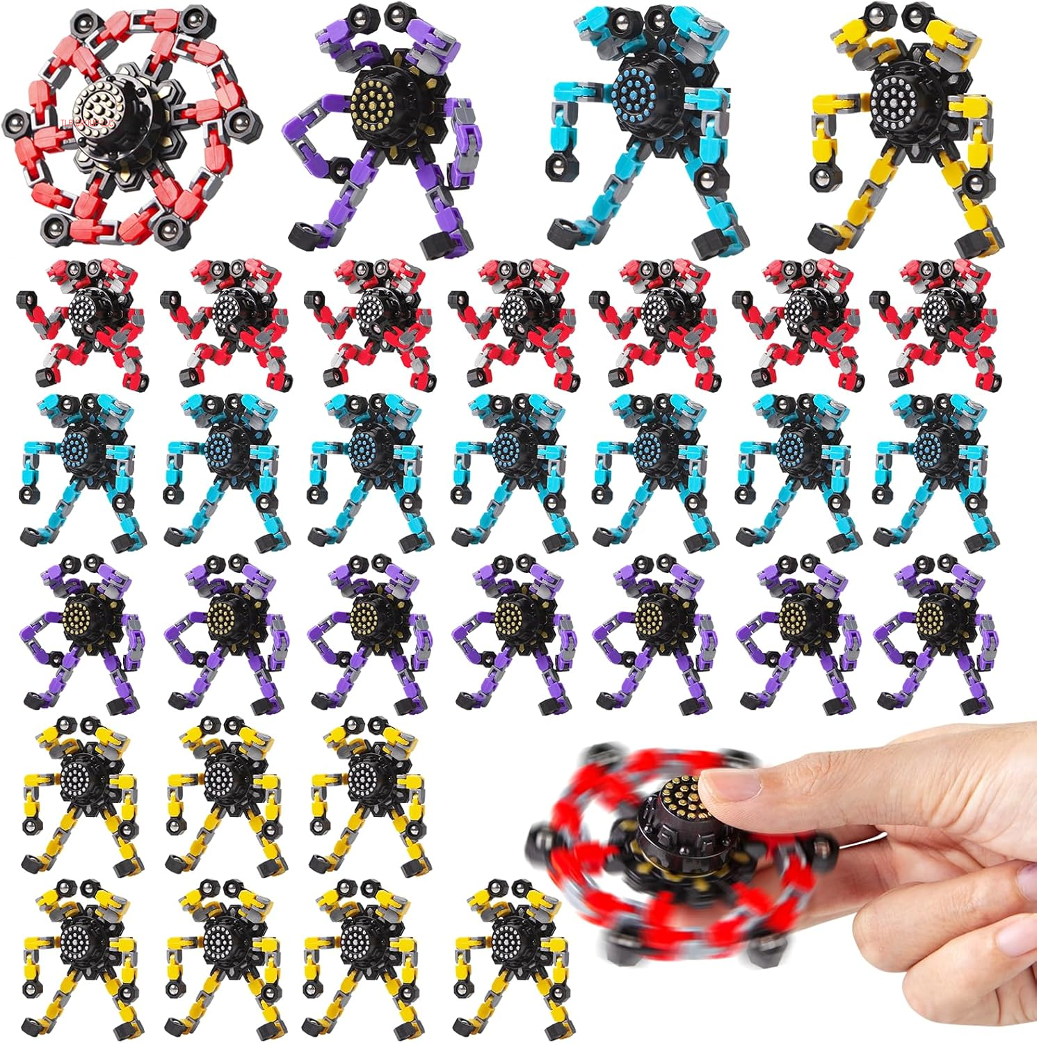 Transformable Fidget Spinners 4 Pcs for Kids and Adults Stress Relief Sensory Toys for Boys and Girls Fingertip Gyros for Party Favors Stocking Stuffers Bulk for Kids