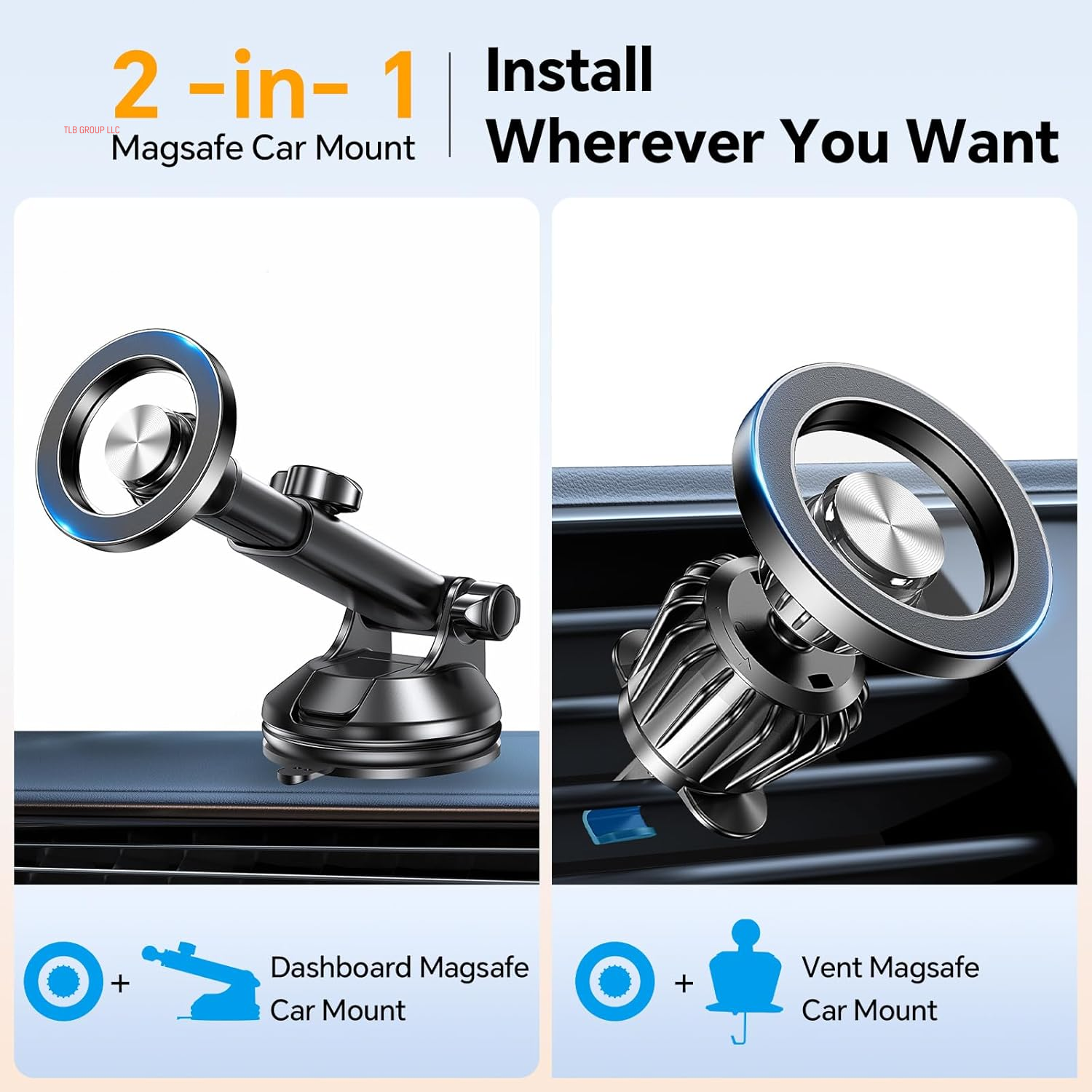 For Magsafe Car Mount【Windshield+Vent+Dash】Vacuum Magnetic Phone Holder for Car Phone Holder Mount Cell Phone Holders for Your Car Accessories Suction Cup Stand for Iphone 16 Pro Max 15 14 13 12 Plus