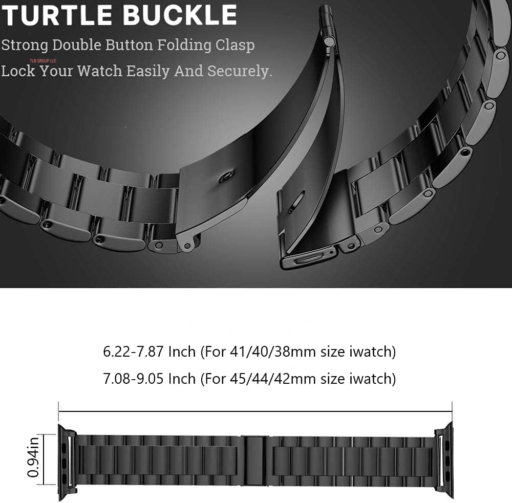Metal Band Compatible with Apple Watch Band 49Mm 46Mm 45Mm 44Mm 42Mm 41Mm 40Mm 38Mm Men & Women, Business Stainless Steel Strap for Iwatch Bands Ultra 2, SE, Ultra Series 9 8 7 6 5 4 3 2 1