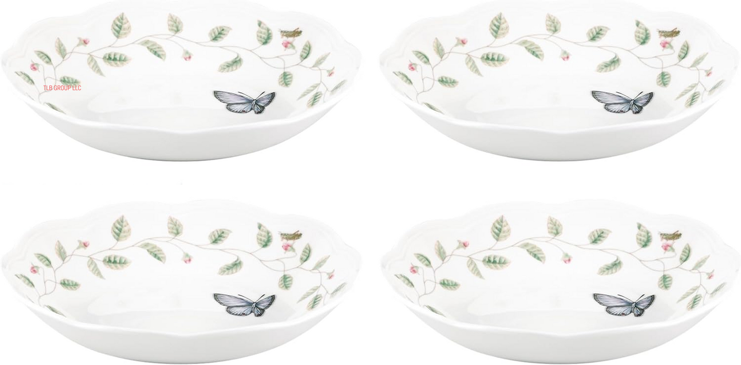 817046 Butterfly Meadow 6-Piece Tidbit Plate Set, White, 3.05 LB