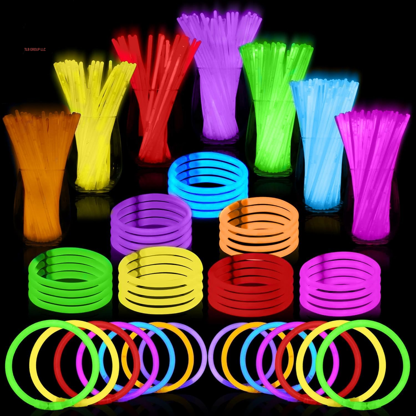 Glow Sticks Party Supplies 100Pk - 8 Inch Glow in the Dark Light up Sticks Party Favors, Glow Decorations, Neon Party Glow Necklaces and Glow Bracelets with Connectors