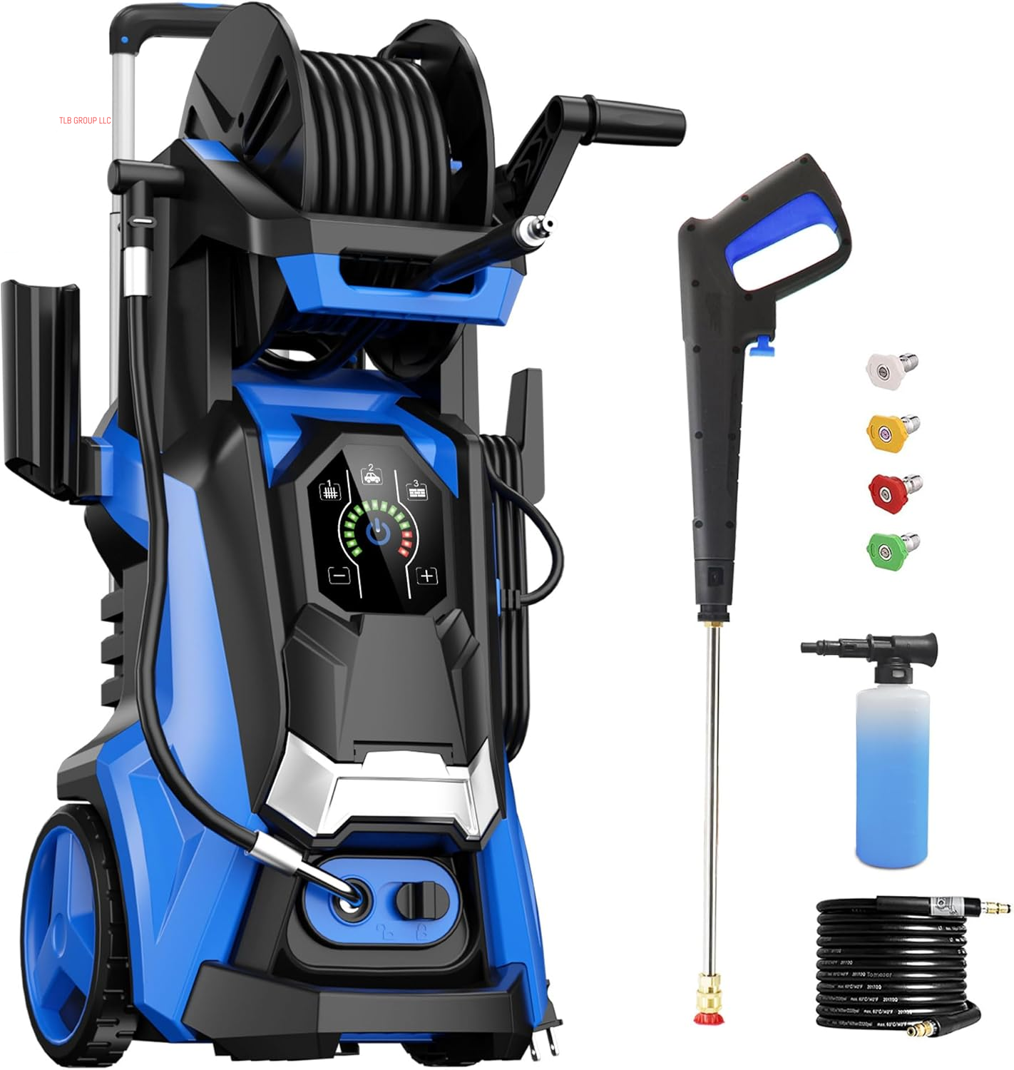 Electric Pressure Washer 5000Psimax 3.6GPM Power Washer Touch Screen Adjustable Pressure 4 Nozzles and 500Ml Foam Cannon Power Washer Cleaning for Car Blue