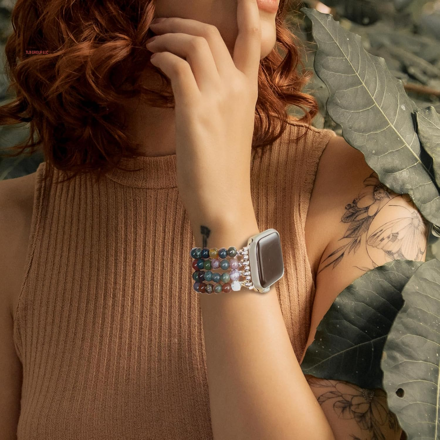 Braided Nylon Stretchy Strap Natural Stone Beaded Bracelet Band Bundle Compatible with Apple Watch 38Mm 40Mm 41Mm 42Mm (S10) for Women for Iwatch Series 10/9/8/7/6/5/4/3/2/1/SE