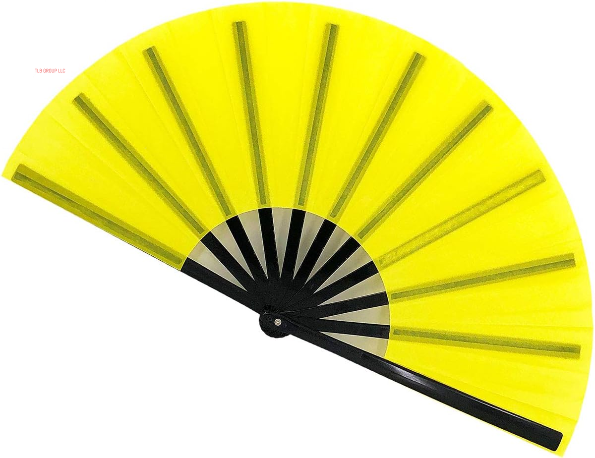 Large Folding Fans Rave Hand Clap Fan Popping Fan for Line Dancing, Big Foldable Clacking Fans for Boots on the Ground Dance Festival, Dancing, Performance (Black)