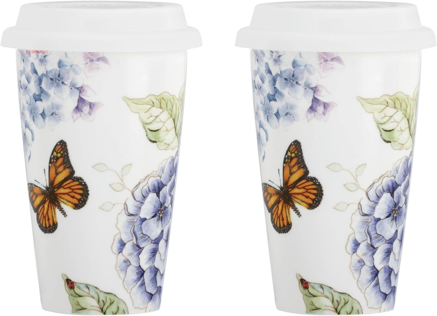 817046 Butterfly Meadow 6-Piece Tidbit Plate Set, White, 3.05 LB