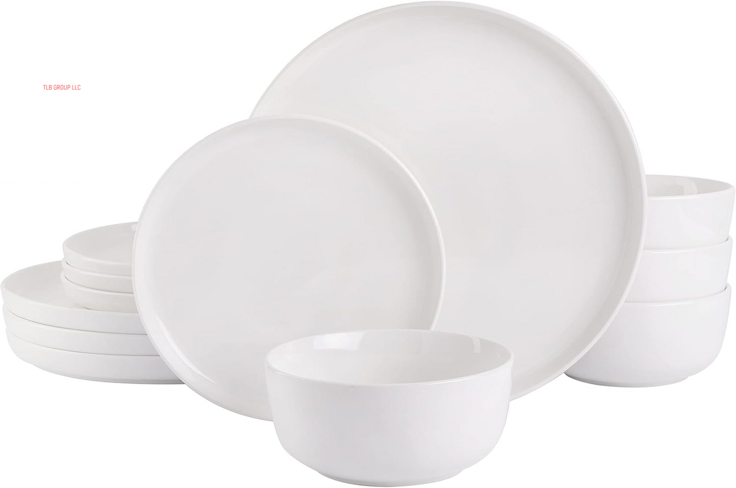 Oslo Porcelain Chip and Scratch Resistant Dinnerware Set, Service for 4 (16Pcs), Plates and Bowls Dishes Sets, White
