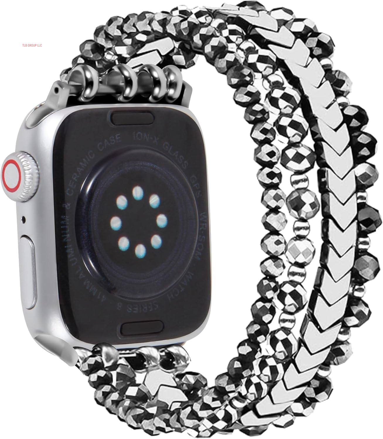 Bracelet Band Beaded Compatible with Apple Watch 38/40/41Mm Women, Fashion Elastic Stretch Strap Bands for Iwatch Series SE/9/8/7/6/5/4/3/2/1 (Black/Sliver/Grey)